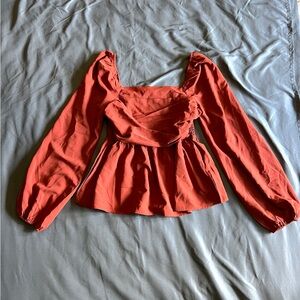 Elegant Rust Long Sleeve Women's Top